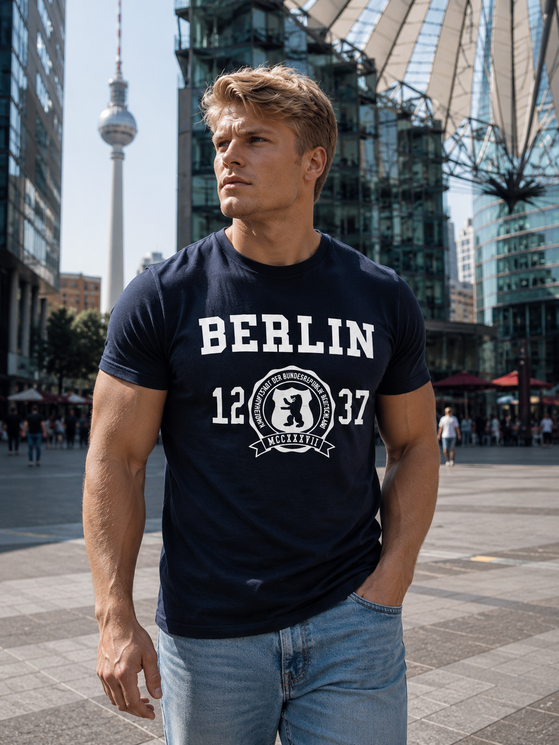 BERLIN 1237 T-Shirt navy blau