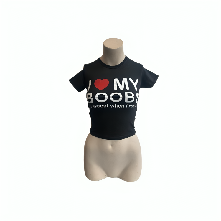 I ♥️ MY BOOBS (except when I run) Crop-Top schwarz
