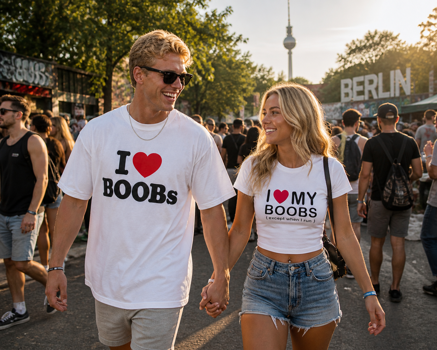 I ♥️ MY BOOBS (except when I run) Crop-Top schwarz