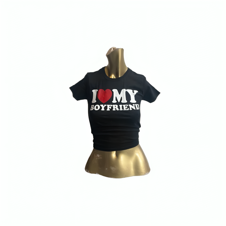 I ♥️MY BOYFRIEND Crop-Top schwarz