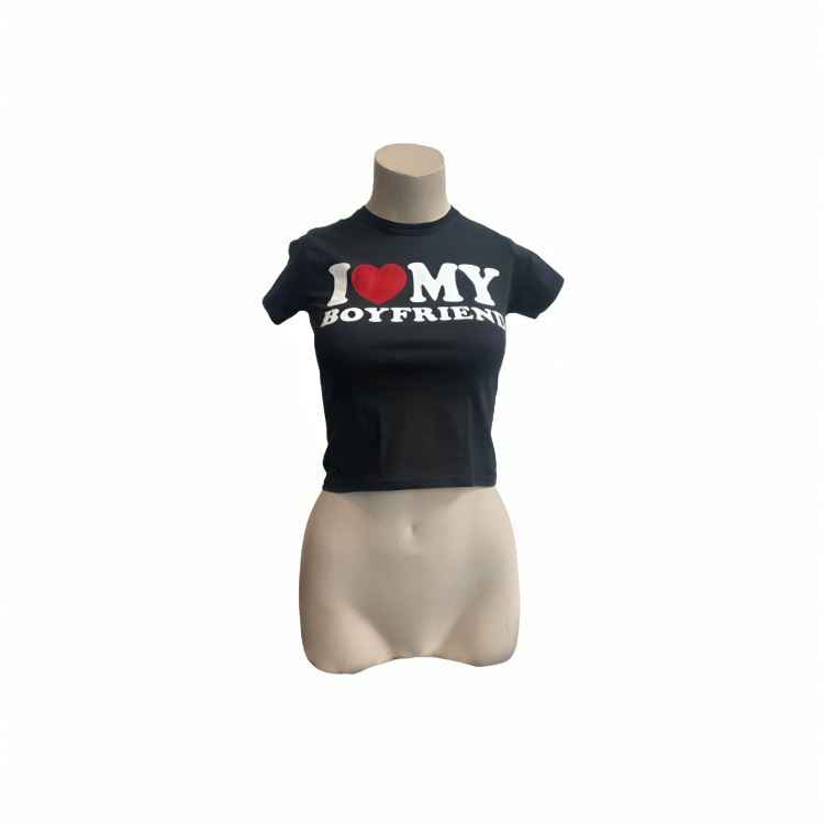 I ♥️MY BOYFRIEND Crop-Top schwarz