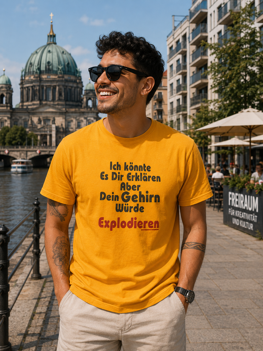 Dein Gehirn würde EXPLODIEREN T-Shirt (gelb)