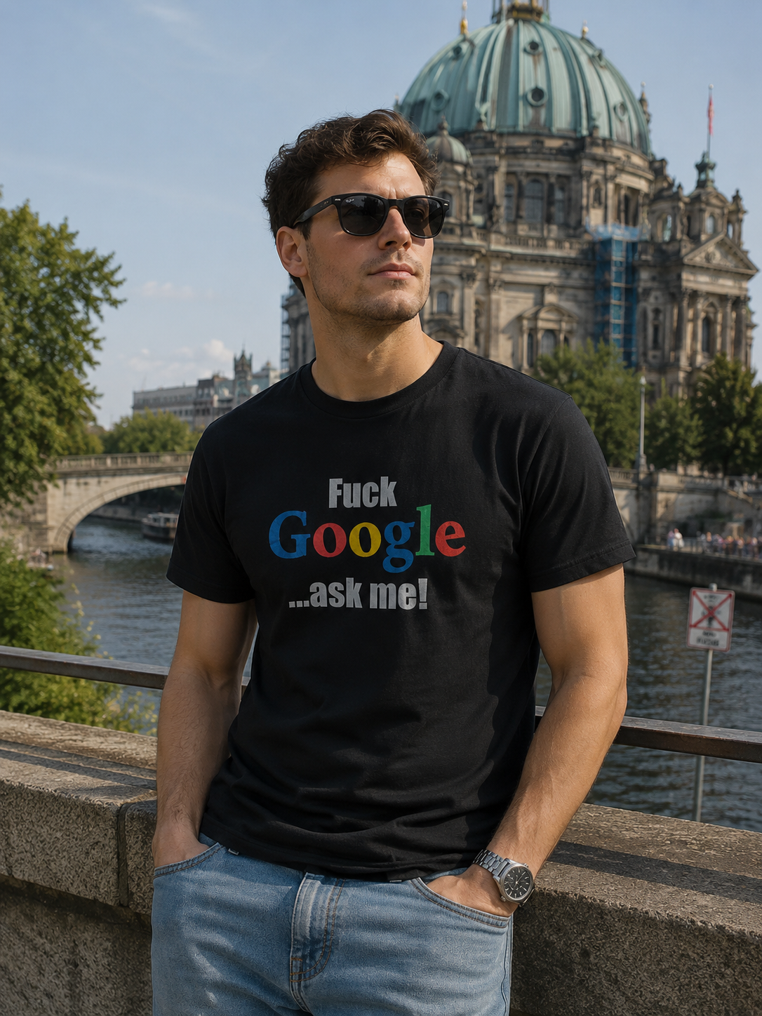 FUCK GOOGLE ASK ME... T-Shirt (schwarz)
