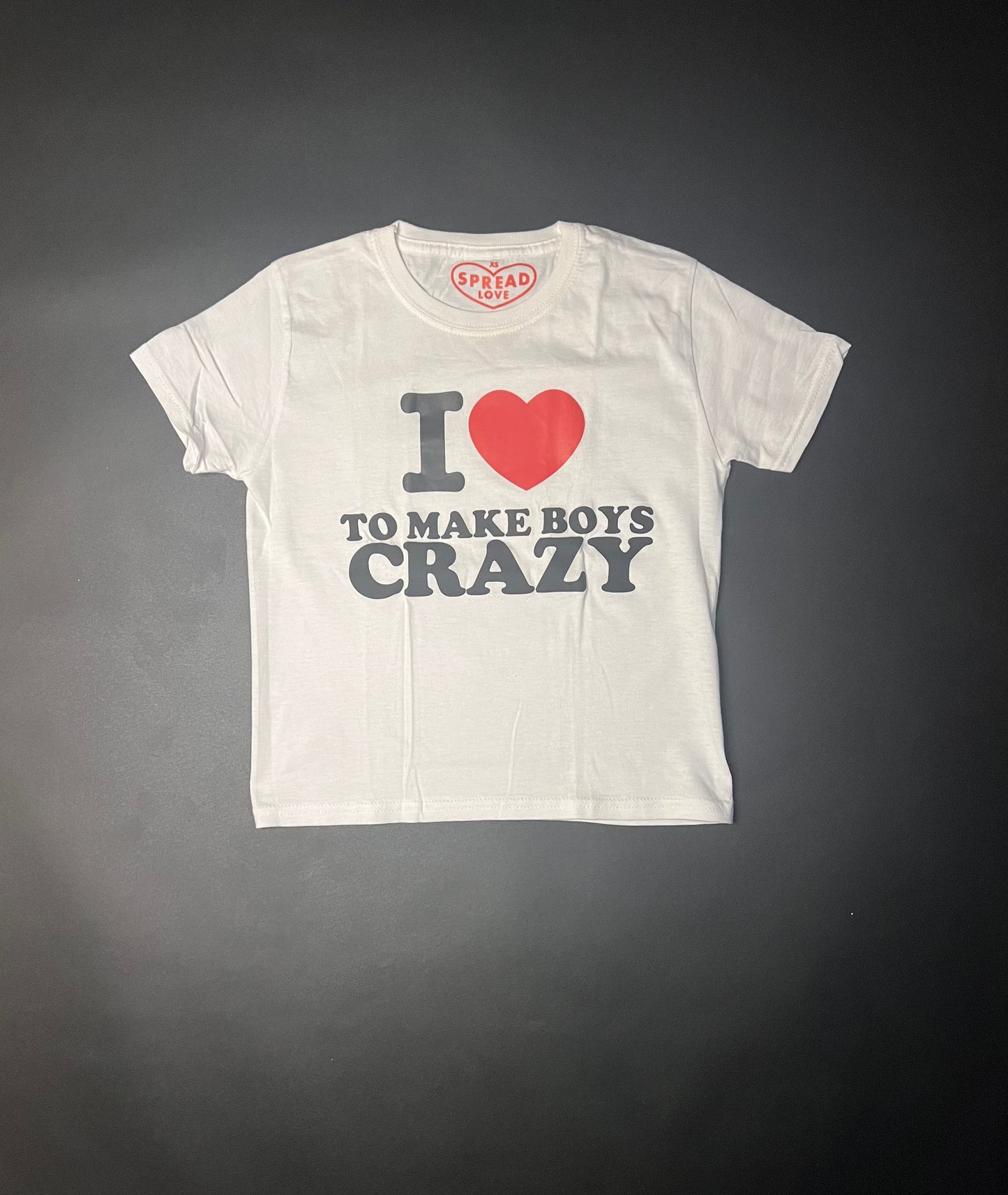 I ♥️ TO MAKE BOYS CRAZY Crop-Top weiß