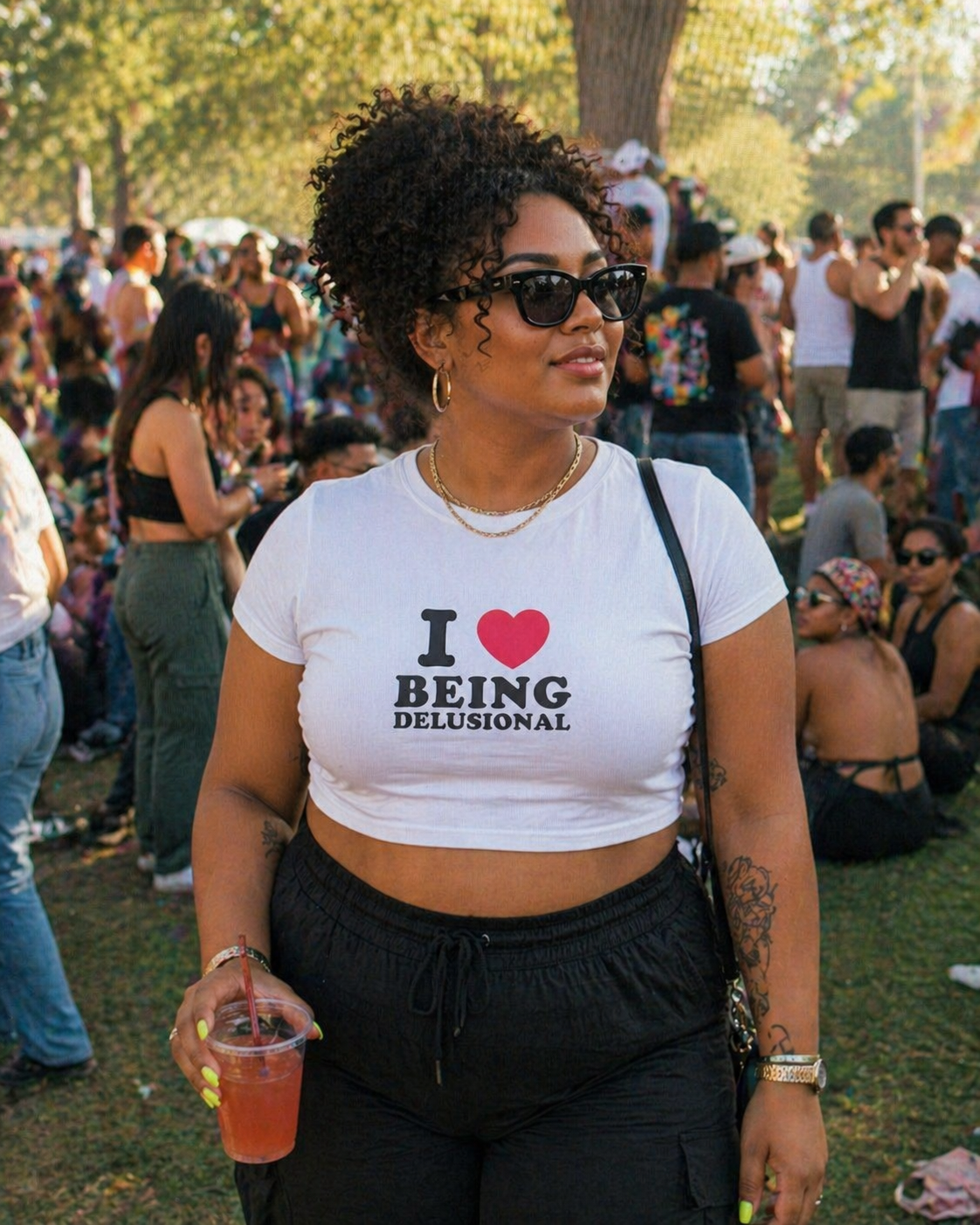 I ♥️ BEING DELUSIONAL Crop-Top weiß