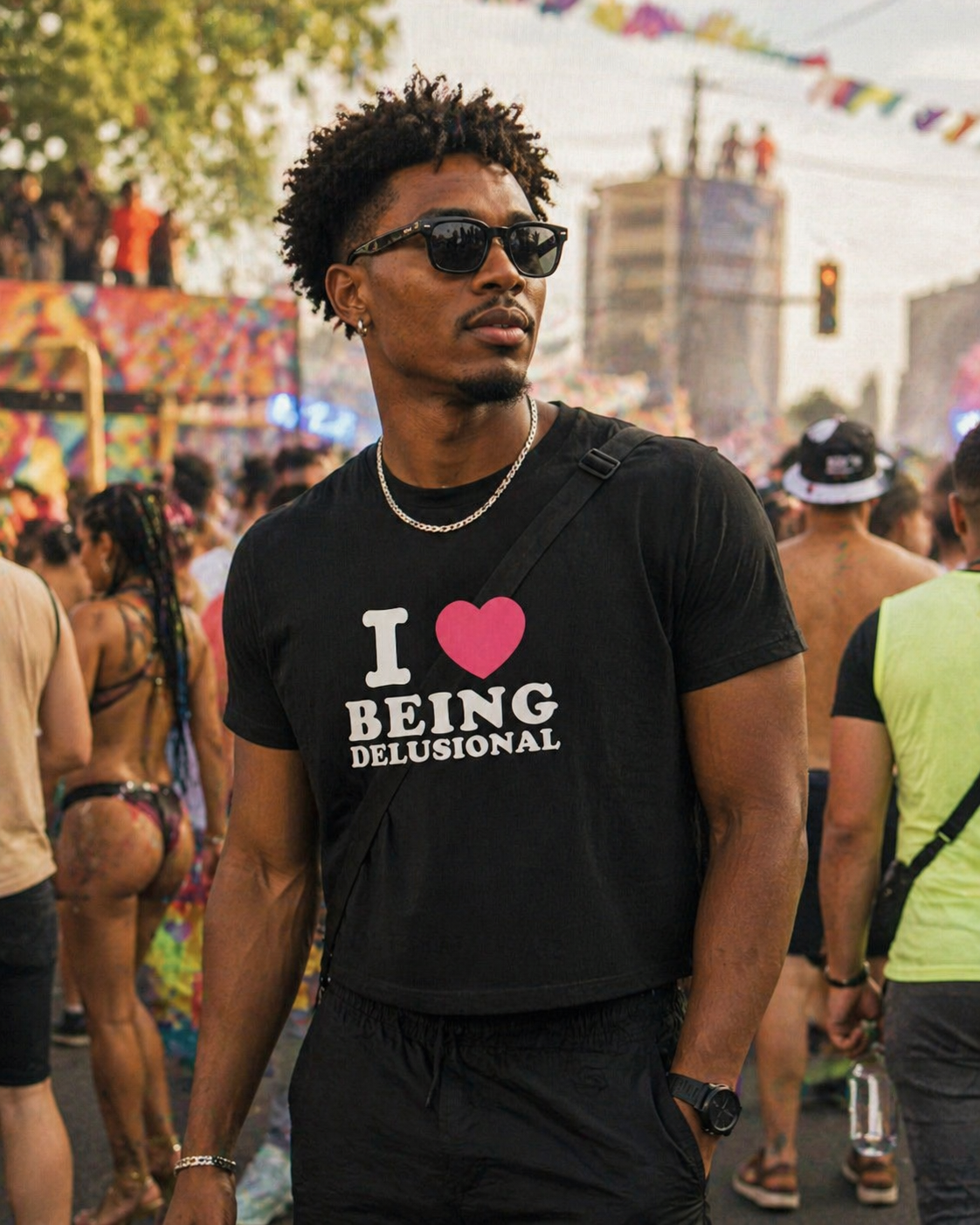 I ♥️ BEING DELUSIONAL T-Shirt schwarz