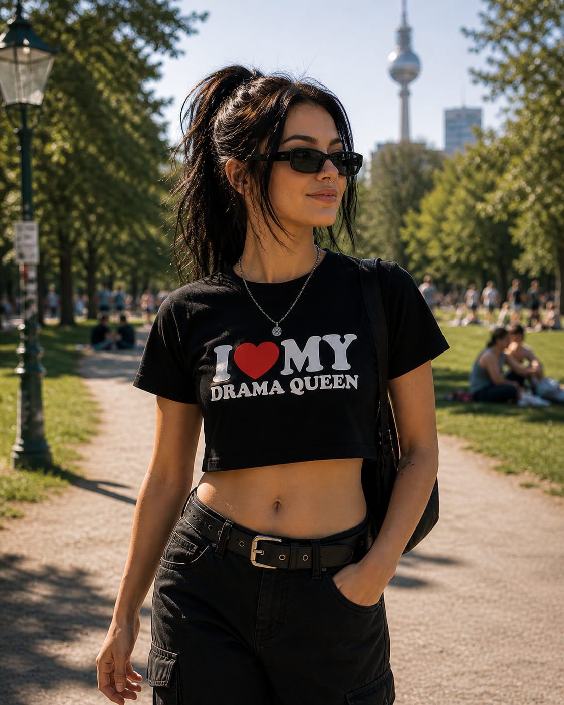 I ♥️ MY DRAMA QUEEN Crop-Top schwarz