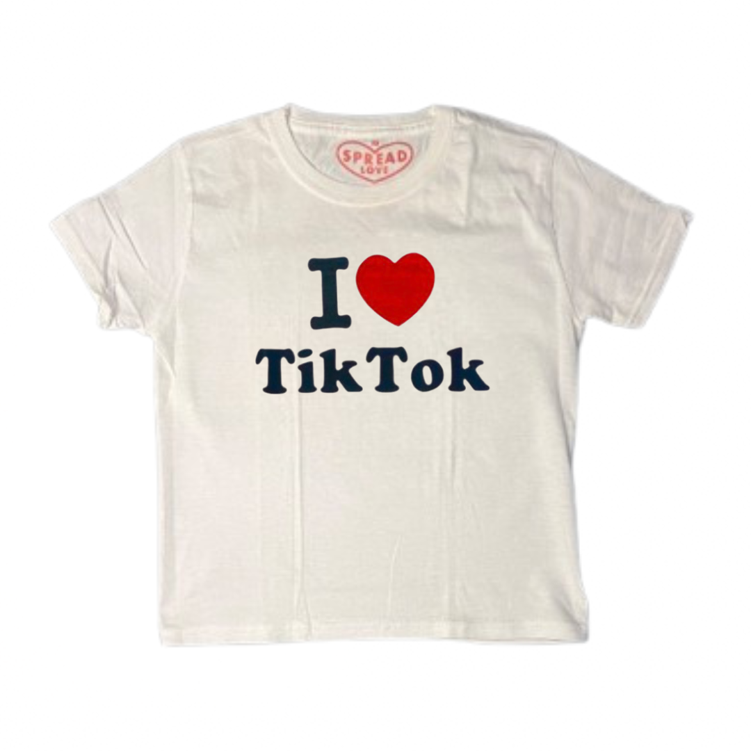 I ♥️ Tik Tok Crop-Top weiß