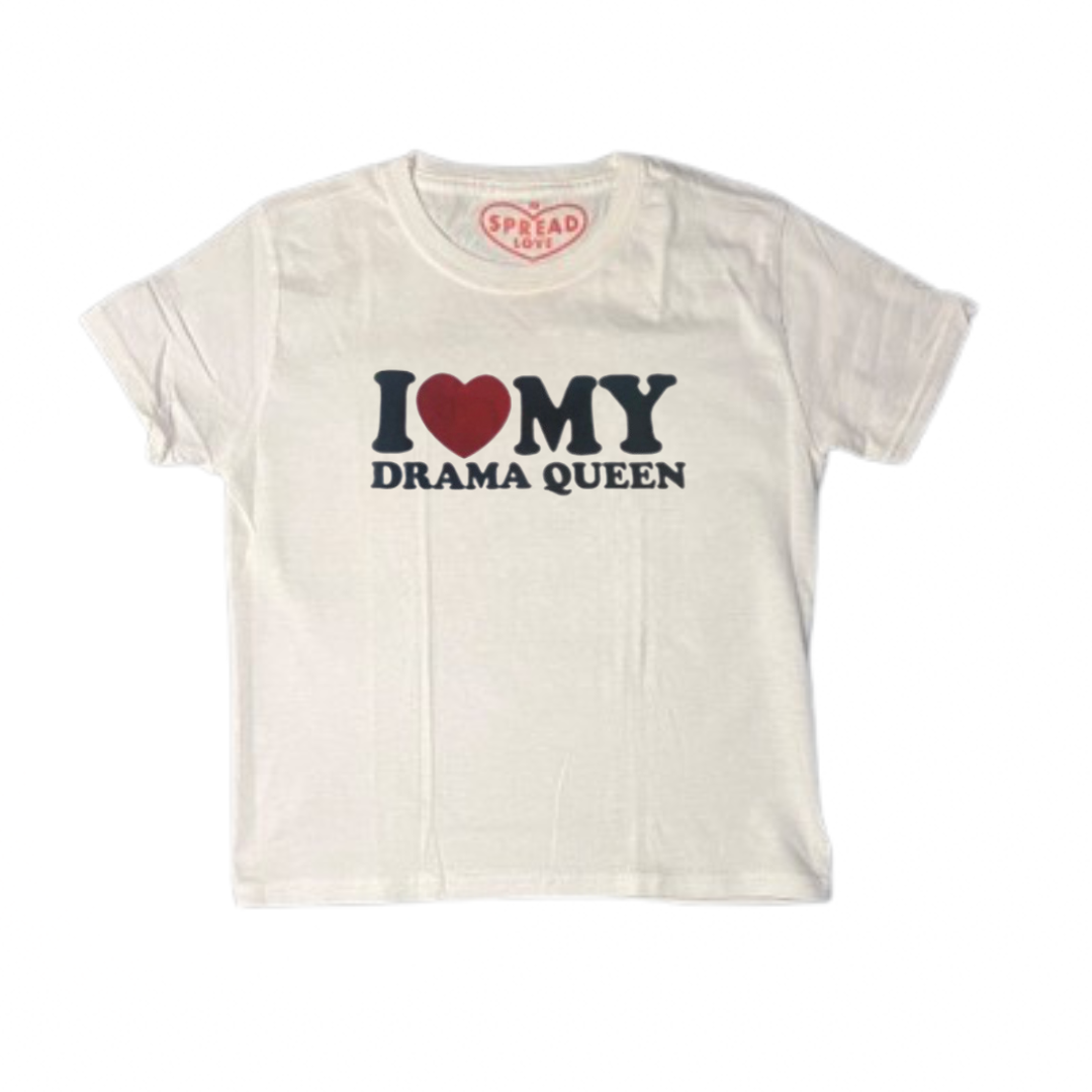 I ♥️ MY DRAMA QUEEN Crop-Top weiß