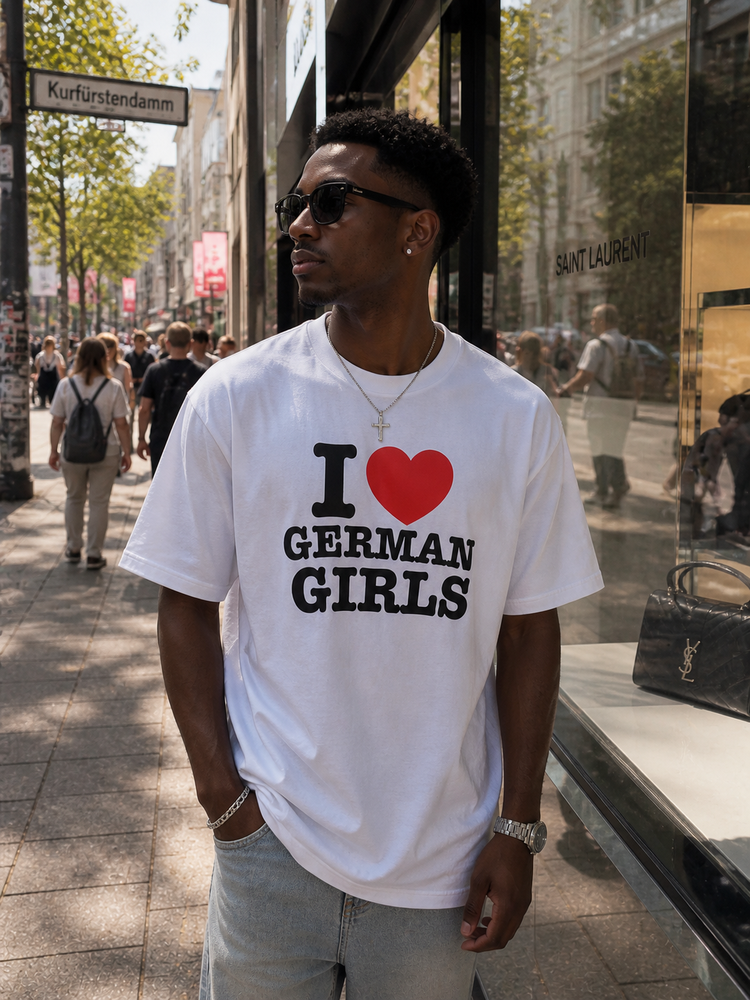 I ♥️ GERMAN GIRLS T-Shirt weiß