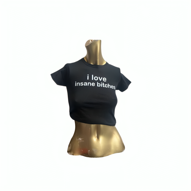 i love insane bitches Crop-Top schwarz