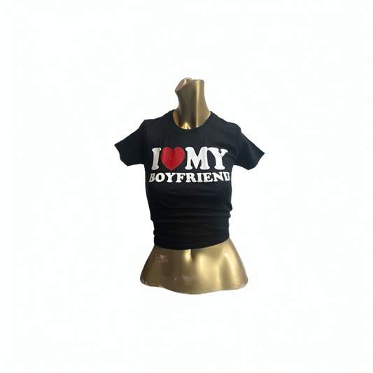 I ♥️MY BOYFRIEND Crop-Top schwarz