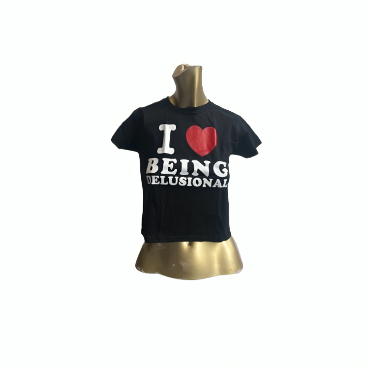 I ♥️ BEING DELUSIONAL Crop-Top schwarz