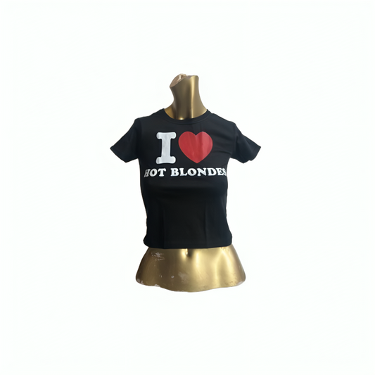 I ♥️ HOT BLONDS Crop-Top schwarz