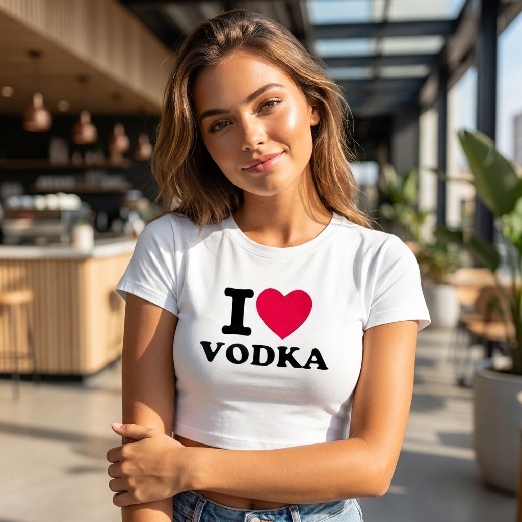 I ♥️ VODKA Crop-Top weiß