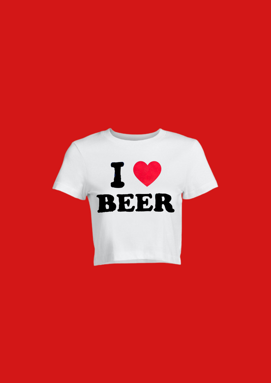 I ♥️ BEER Crop-Top weiß