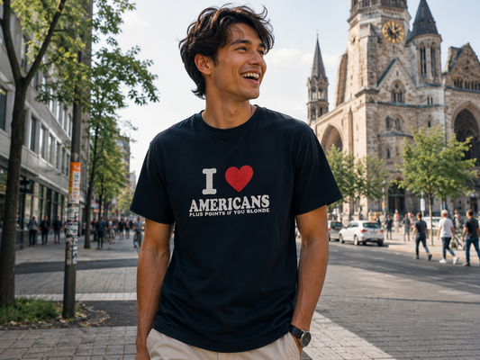 I ♥️ AMERICANS PLUS POINTS IF YOU BLONDE T-Shirt schwarz