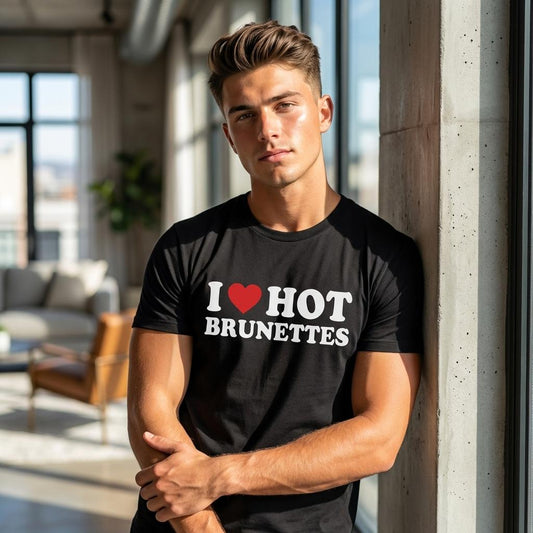I ♥️ HOT BRUNETTES T-Shirt schwarz