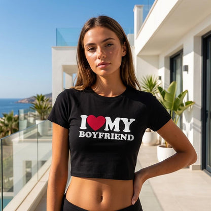 I ♥️MY BOYFRIEND Crop-Top schwarz