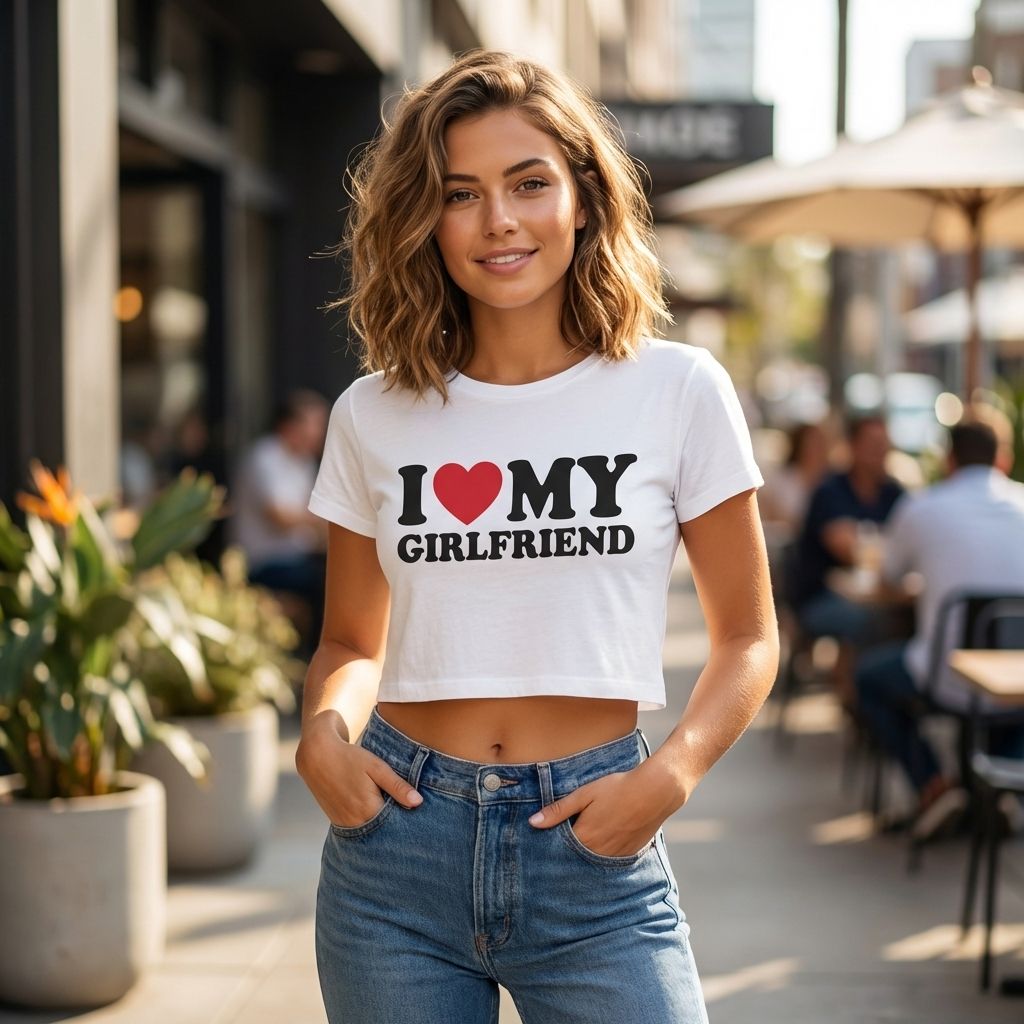 I ♥️ MY GIRLFRIEND Crop-Top weiß