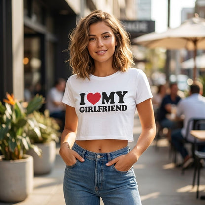 I ♥️ MY GIRLFRIEND Crop-Top weiß