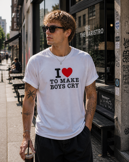 I ♥️ TO MAKE BOYS CRY T-Shirt weiß