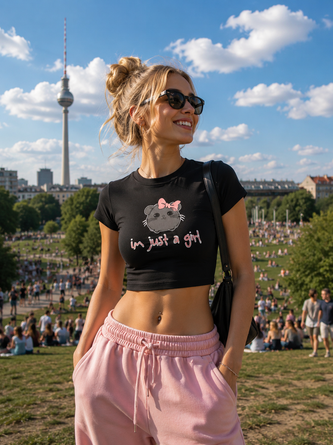 I am just a Girl Crop-Top schwarz