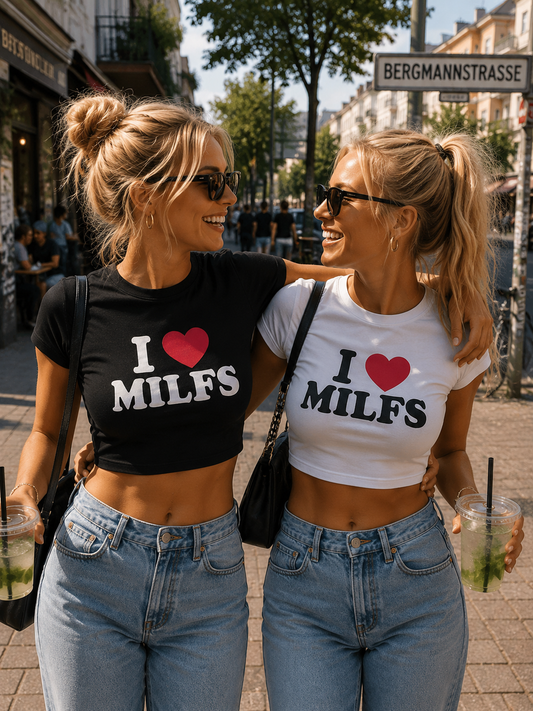 I ♥️ MILFS Crop-Top weiß