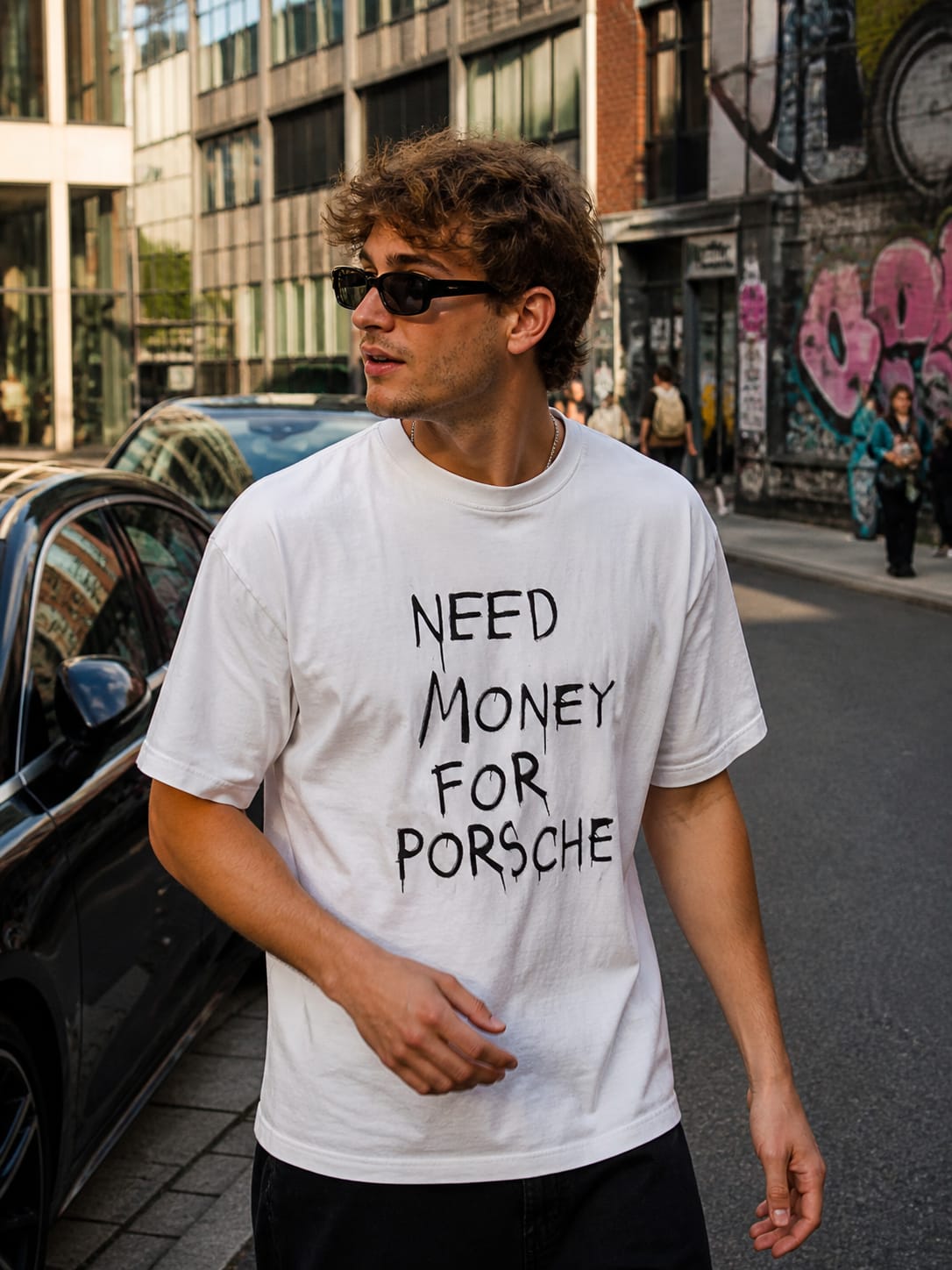 NEED MONEY FOR PORSCHE T-Shirt weiß