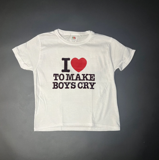 I ♥️ TO MAKE BOYS CRY Crop-Top weiß