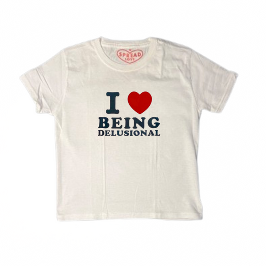 I ♥️ BEING DELUSIONAL Crop-Top weiß