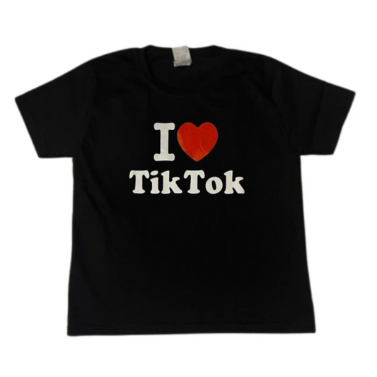 I ♥️ Tik Tok Crop-Top schwarz