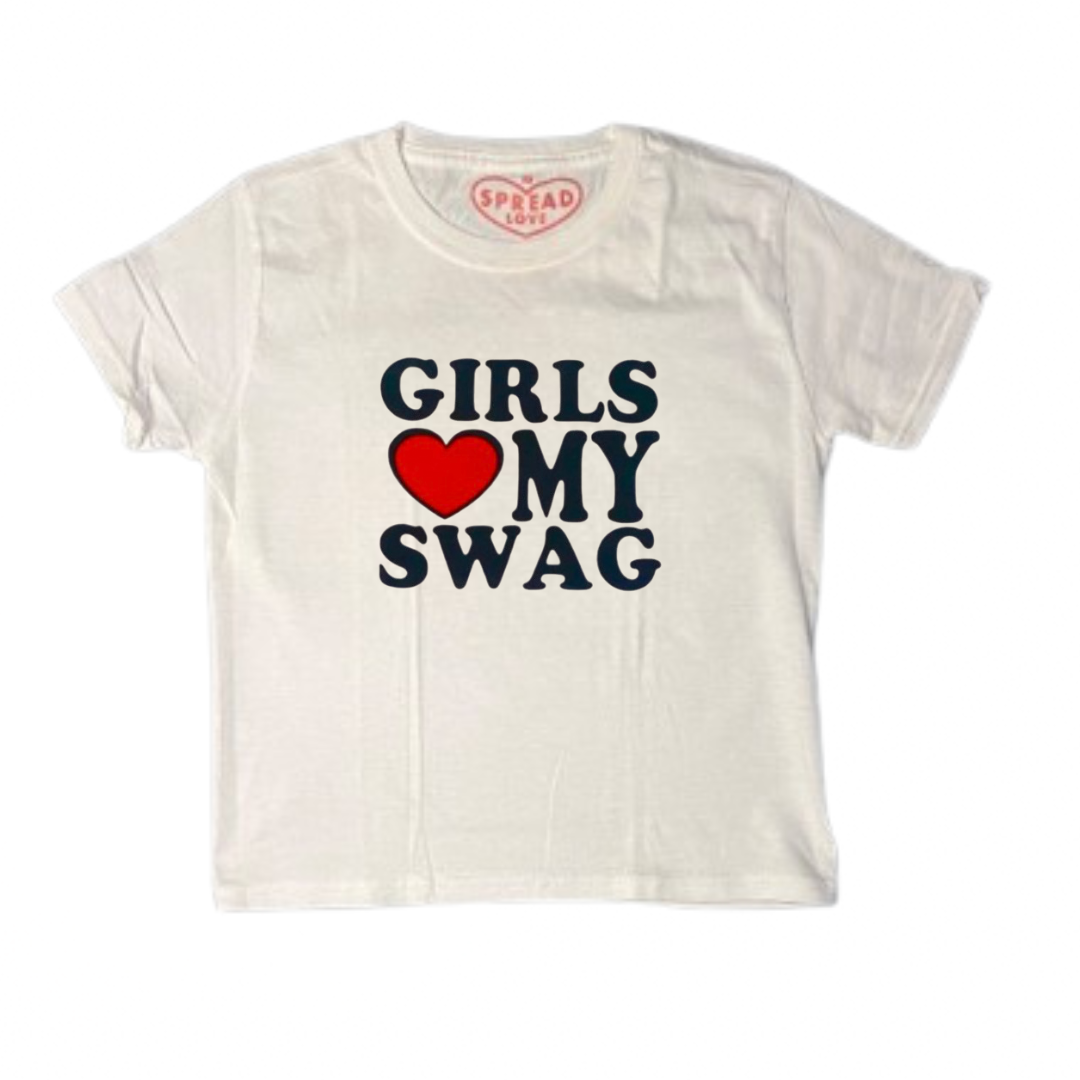 GIRLS ♥️ MY SWAG Crop-Top weiß