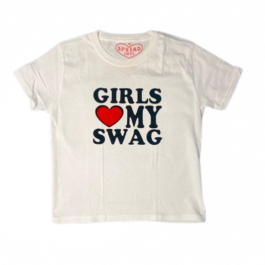 GIRLS ♥️ MY SWAG Crop-Top weiß