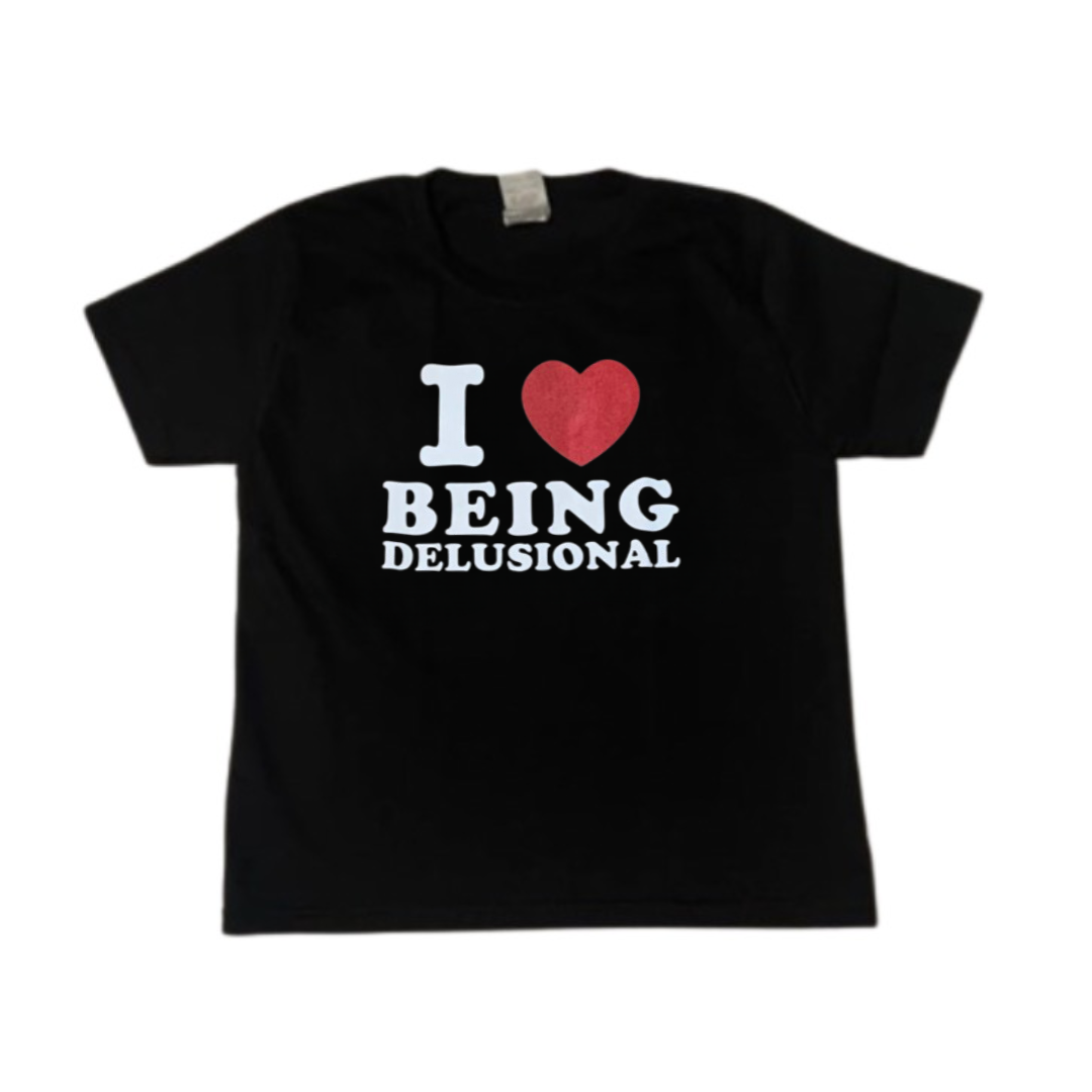 I ♥️ BEING DELUSIONAL Crop-Top schwarz