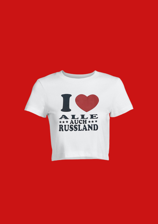 I ♥️ ALLE AUCH RUSSLAND Crop-Top weiß