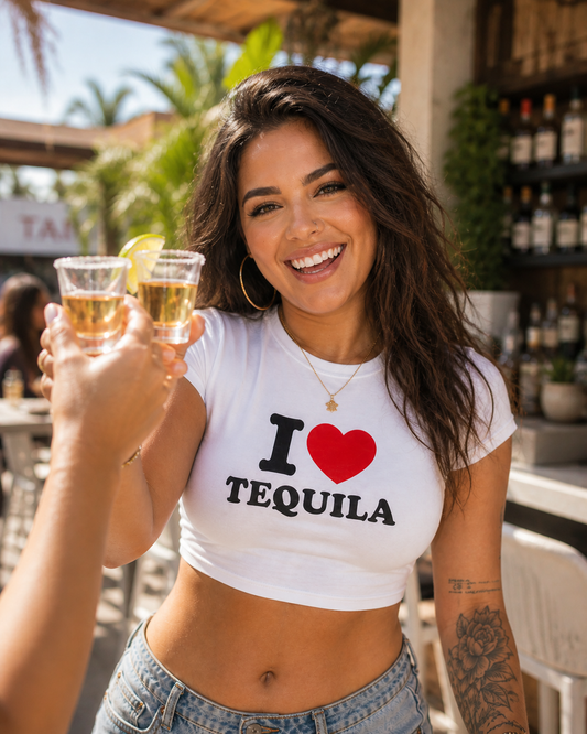 I ♥️ TEQUILA Crop-Top weiß