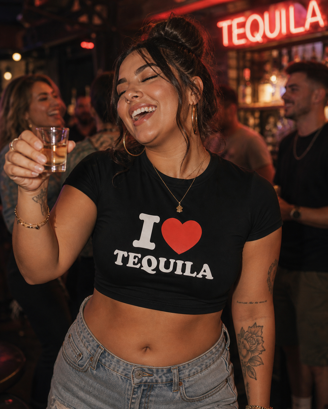 I ♥️ TEQUILA Crop-Top schwarz